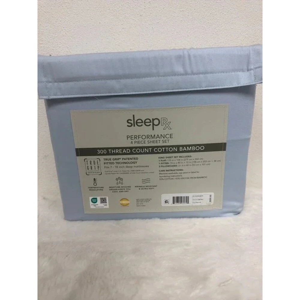 King Cotton/Bamboo Cool Temperature Regulating Sheet Set Blue